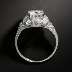 1.35 Ct White Round Cut Simulated Diamond Art Deco Antique Sterling Silver Ring
