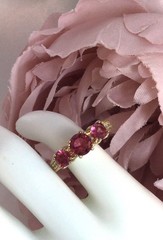 Vintage Jewellery Gold Band Ring Rubies and White Diamonds Antique Deco Jewelry