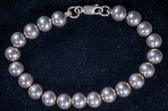 Vintage Sterling Silver 925 Beaded Bracelet 6.5″ Round Beads Classic