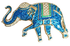 Vintage Elephant Brooch Blue’s and White Enamel 2.0 in by 1.5 in signed Warner