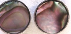 Sterling Stud Earrings Vintage Abalone Circular Southwest Style Iridescent .25″