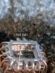 VINTAGE SKY BLUE TOPAZ EMERALD CUT STERLING SILVER 925 PENDANT W/ CZ ACCENTS