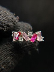 Sterling Silver Pink Topaz & CZ Ring Size 7