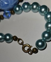 Gorgeous Blue Green 1950s-1960s Mid Century 54″ Necklace. Possibly Japan.