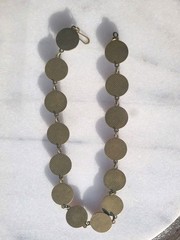 SALE! VINTAGE OPAL FOIL MILKY LILAC GLASS CABACHON STATION NECKLACE SET HEAVY