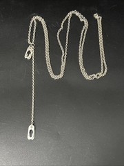 Vintage Sterling Silver Y Necklace Charm Holder Chain Casual Signed 8gram 26”