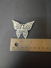 VTG Crown Trifari Filagree White Enamel Butterfly Brooch, Mid Century Modern