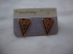 VINTAGE 1970s SAMUEL HUANG CLOISONNE RETRO ABSTRACT BRONZE COPPER BROWN EARRINGS