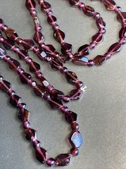 Genuine Almandine Garnet Unusual Geometric Rhombus Bead Necklace Clasp-Free 36″