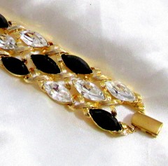 Vtg Runway Rare NAPIER “Black Tie” Swarovski Marquise Crystal Bracelet Book Pc