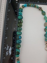Vintage Sterling Silver Turquoise? Bead Necklace 19″