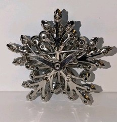 Vintage Ice-Blue Rhinestone Snowflake Brooch & Clip Earrings Set, AB, 1960s