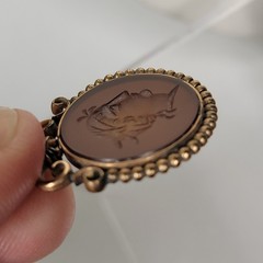 Antique Vintage Carved Carnelian INTAGLIO PENDANT FOB Charm gold filled/rolled
