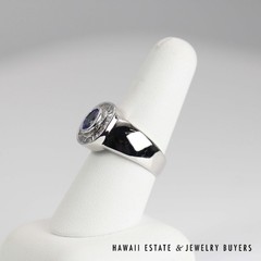 2.25ctw Tanzanite and 1ctw Baguette Diamonds 14K White Gold Ring Size 7.5