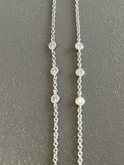 Double Crystal Tear Drop Pendant 15″ 925 Siver Chain