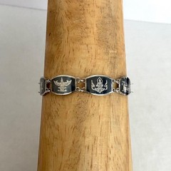 Signed SIAM Thai Sterling Silver 925 Black Niello Garuda Panel Bracelet 6.75″