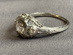 Vtg White Gold Diamond Ring 2.55g Fine Jewelry Size 5.25 Band Clear Stone *READ*