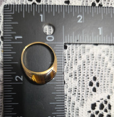 Vtg Signed Uncas Tiger’s Eye Ring 14K GE Gold Electroplate Sz 9 Boho Ring W66