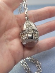 Silver-tone Fabergé egg-style Watch pendant Crown TRIFARY necklace 32in.