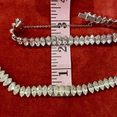 VTG MARQUISE CUT PRONG SET TENNIS 15” NECKLACE & MATCHING TENNIS BRACELET 7”