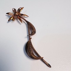 Vintage 1960s 3D Floral Starburst Pin Brooch Handmade