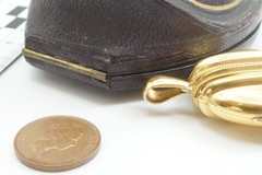 ANTIQUE ENGLISH 15K GOLD LOCKET PENDANT – MINT & BOXED c1880