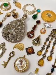Lot Vtg & Modern Victorian Art Deco Style Pendants Findings Jewelry Craft Jv