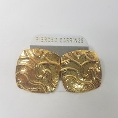 Vintage Statement Earrings Metallic Gold Tone Textured Metal Chunky 1980s 90s