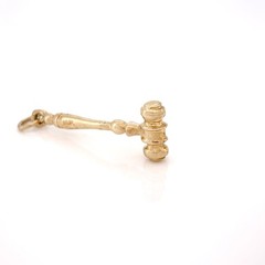 Vintage 14k Gold Judge Gavel Charm, Pendant
