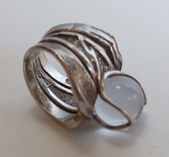 VINTAGE STERLING SILVER CRYSTAL ORB LIGHTNING AND SHOOTING STAR RING SIZE 5