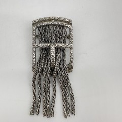 VTG Signed Goldette Tassel Brooch Pin Pendant Buckle Statement Art Deco Style