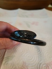 Antiqe Victorian buffalo carved enameled snake bracelet, estate