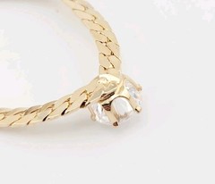 Vtg V Necklace Cubic Zirconia Herringbone 18″ Chain Jewelry 2.5mm Round