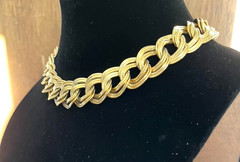 ANNE KLEIN Signed GOLD TONE DOUBLE-LINK CHAIN 15″ STATEMENT CHOKER NECKLACE!
