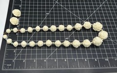 Vintage Carved Rose Bead Necklace & Earrings Set – Ivory Floral Jewelry