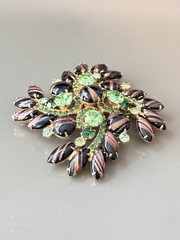 Vintage Verified JULIANA BOOK SET Aventurine Gold Fluss Bracelet Brooch Earrings