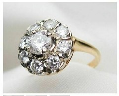 Art Deco 1.70 Ct White Diamond Vintage Engagement Ring 14K Yellow Gold FN