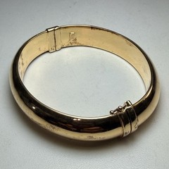 Hollow Gold Wash 925 Sterling 6-3/4″ x 1/2″ ITALY Vintage hinged Bangle Bracelet