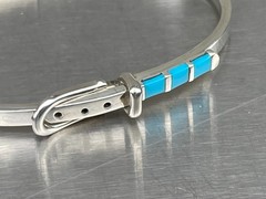 Vintage Sterling Silver & Turquoise Mexico Bracelet Belt Buckle 925 western