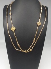 1970 NAPIER 36 in Gold Tone Metal Seed Beads Stations Necklace