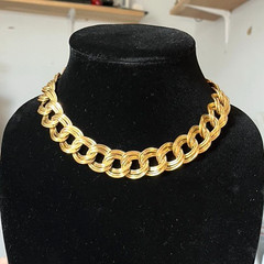 ANNE KLEIN Signed GOLD TONE DOUBLE-LINK CHAIN 15″ STATEMENT CHOKER NECKLACE!