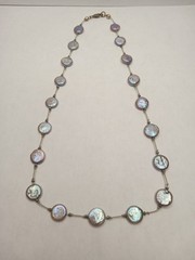Jewelry Vintage Hand Knotted Coin/ baroque Pearl sterling silver Necklace