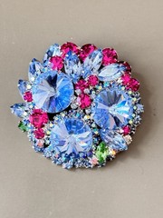 RARE Vintage Verified JULIANA D&E Ice Blue Rivoli Stone Brooch & Earring Set