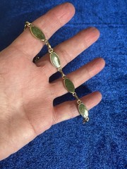 Vintage 1/20 12k Gold Filled Green Asian Jade Bracelet Nice Piece 7 1/2 w/clasp