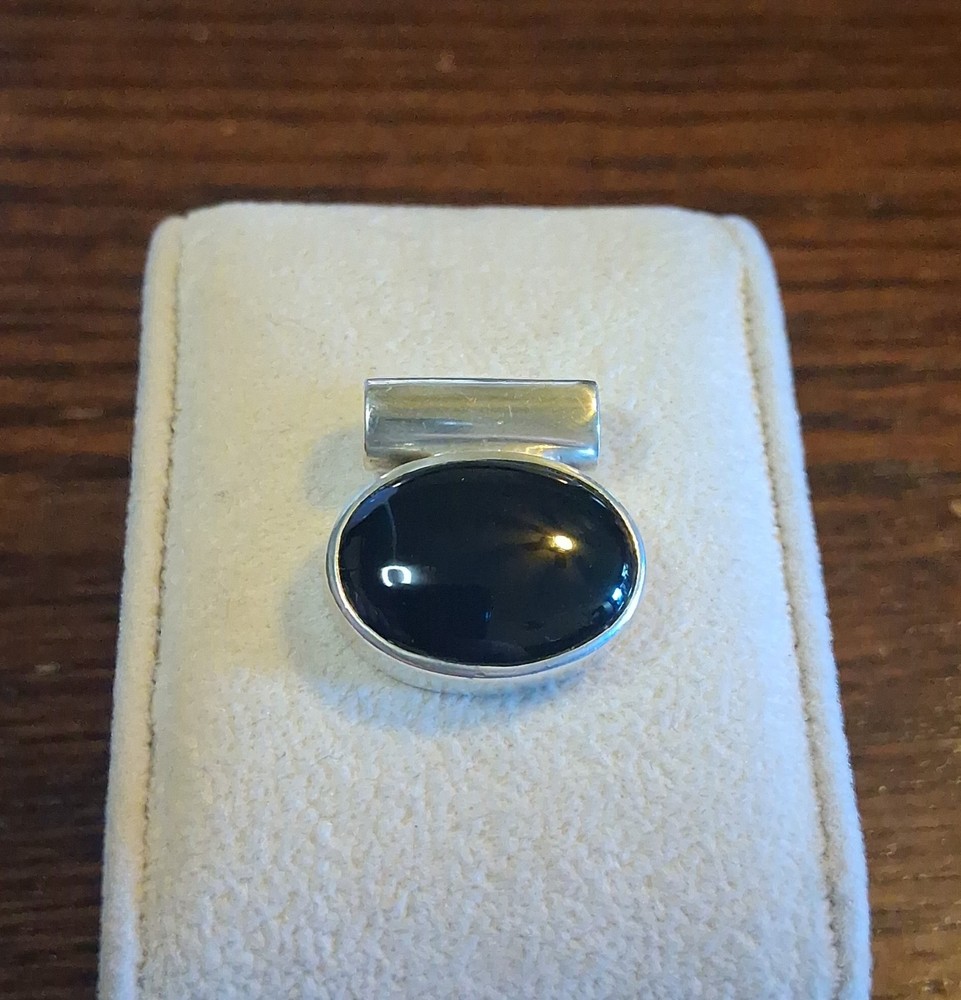 Vintage 90s Sterling Black Onyx Slide Pendant 5.8g See Pics/Description