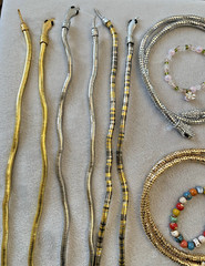 Vintage New Gold Snake Wood Glass Rock Chip Bead Necklace Bracelet Lot 195