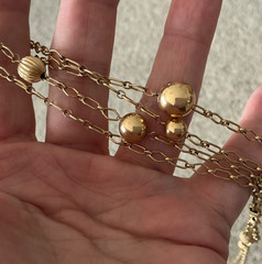 Versatile!!! Vintage!! LONG!! 48” 12k Gold Filled Ball Bead Station Necklace