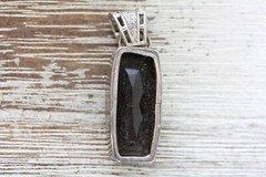 VINTAGE SMOKEY QUARTZ STERLING SILVER PENDANT 925 GEMSTONE NATURAL STONE RETRO