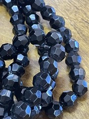 Vintage Black Faceted Glass Bead Necklace & Bracelet. MC. 150g