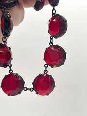 VTG Art Deco Japanned Ruby Red Riviere Collar Necklace